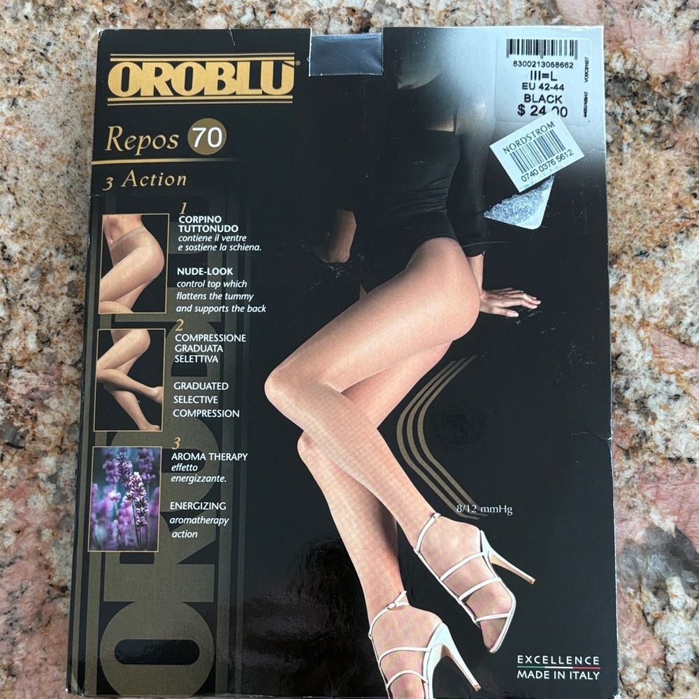 OROBLU Repos 70 Black Tights Made in Italy Size L